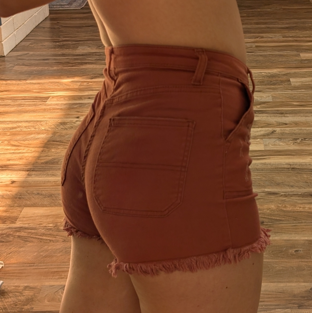 NOBO Rust Red High Rise Button Fly Shorts